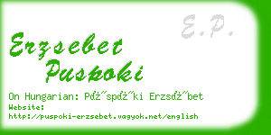 erzsebet puspoki business card